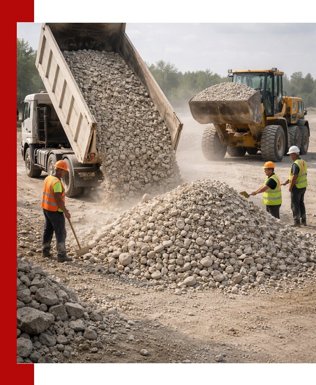Доставка известнякового щебня фр. 40-70 в Верхнем Уфалее