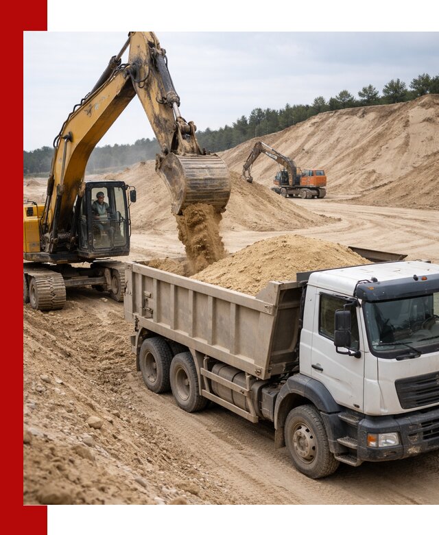 Доставка карьерного песка с самосвалами и разгрузкой в Верхнем Уфалее