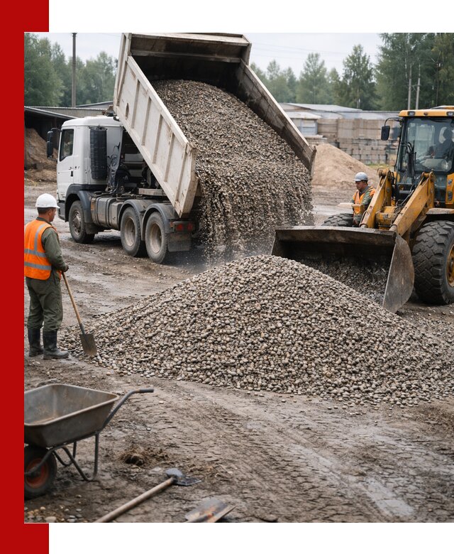 Мытый гравий с доставкой в Верхнем Уфалее от карьера до участка