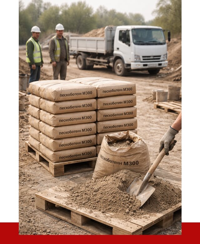 Пескобетон М300 в Верхнем Уфалее с доставкой от 4759 р. за куб | ПРОНЕРУДВрф