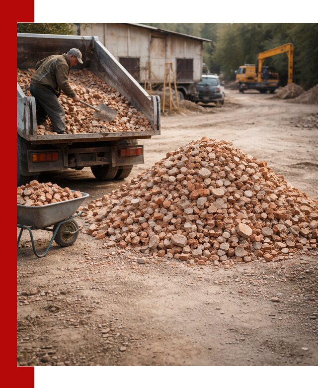 Доставка и подушка из боя кирпича с разгрузкой в Верхнем Уфалее