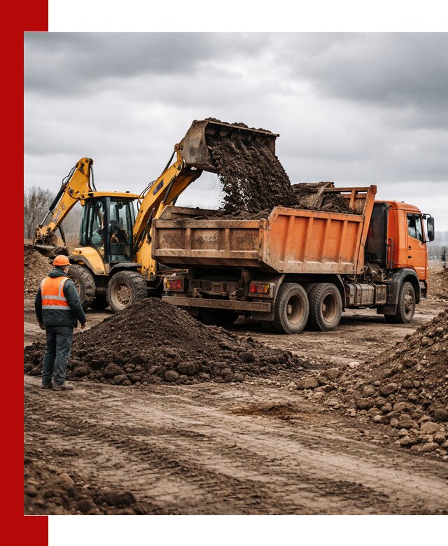 Вывоз грунта и строительного мусора в Верхнем Уфалее грузовыми самосвалами