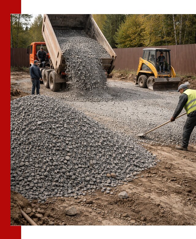 Отсыпка участка щебнем с доставкой и уплотнением в Верхнем Уфалее